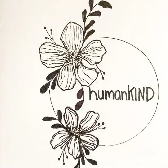 A hand-drawn floral design around the humanKIND logo